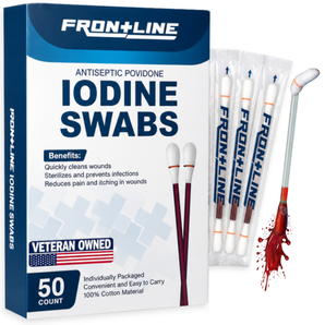 Povidone-Iodine Swabsticks 10% – Individually Wrapped Antiseptic Swabs for Wound Care & Skin Prep, Latex-Free, 50 Count